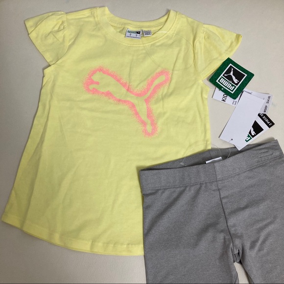 Puma sparkly cute yellow leggings set - Picture 2 of 4